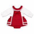 Elegant Lace Baby Romper - Red