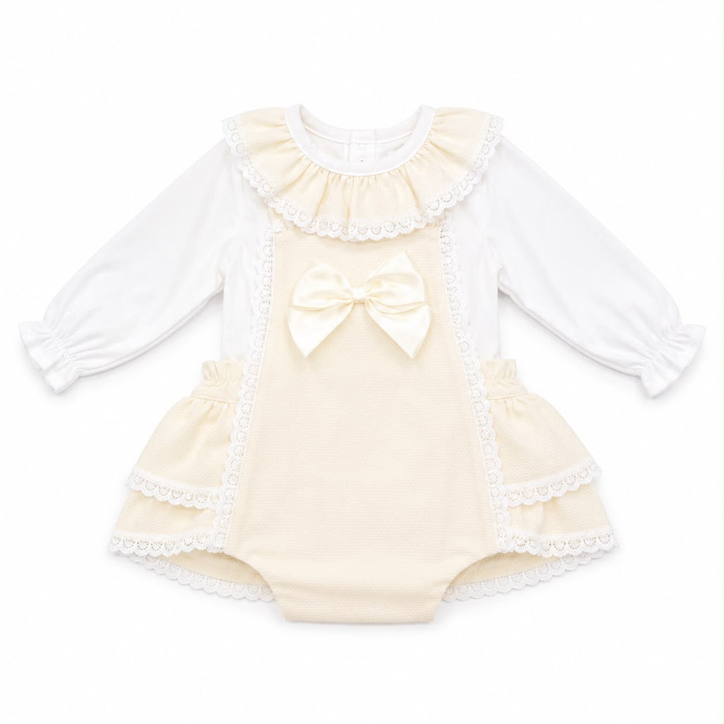 Elegant Lace Baby Romper - Cream