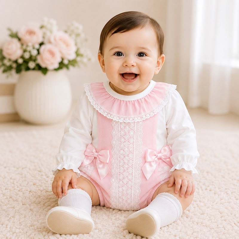 Elegant Lace Baby Romper Fruit De Ma Passion - Pink