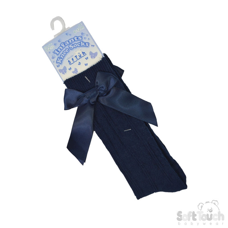Knee High Bow Socks 2-9 - Navy