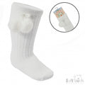 Knee High Pom Pom Socks - White