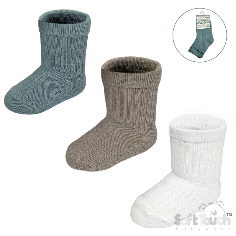 Trio Pique Ribbed Ankle Socks NB-12M - Sage