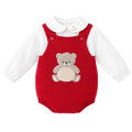Boys Baby Red Teddy Bear Dungaree