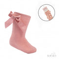 Knee High Bow Socks 2-9 - Dusty Pink