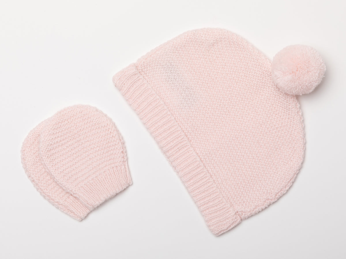 Bonjour Bebe Bow Knit 4pc Layette Set - Baby Pink