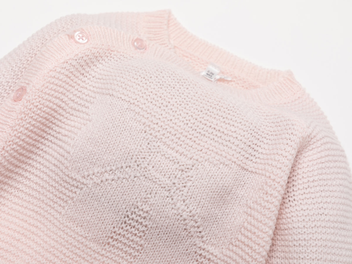 Bonjour Bebe Bow Knit 4pc Layette Set - Baby Pink