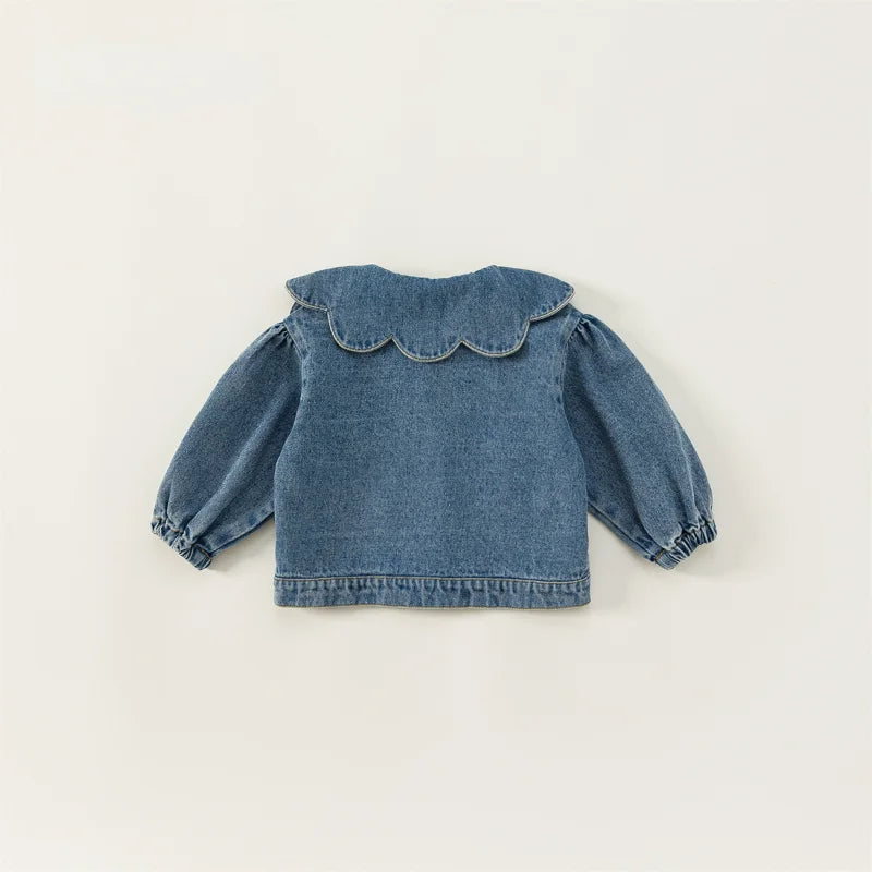 Korean Style Denim Jacket With Large Collar