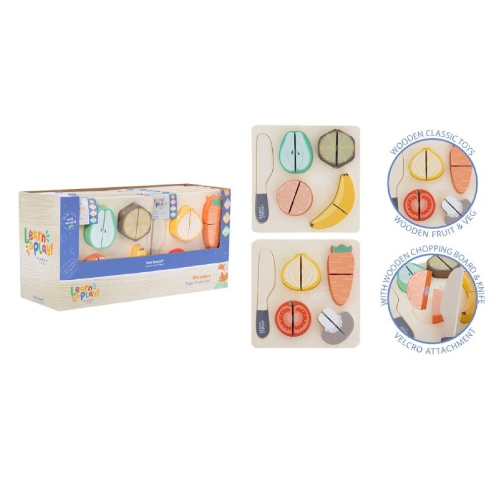 Wooden Cut And Serve Fruit Set