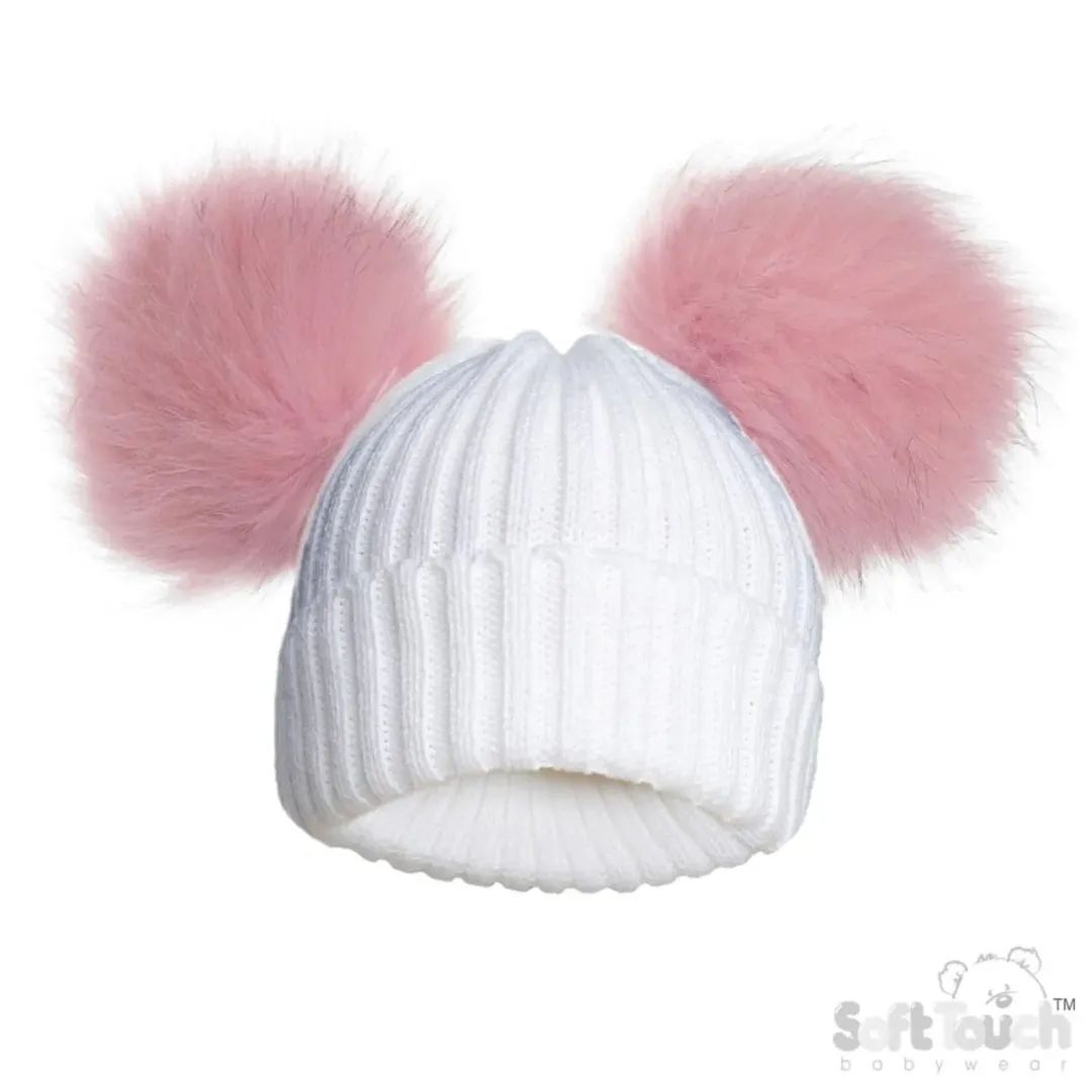 Double Pom Pom Hat - pink