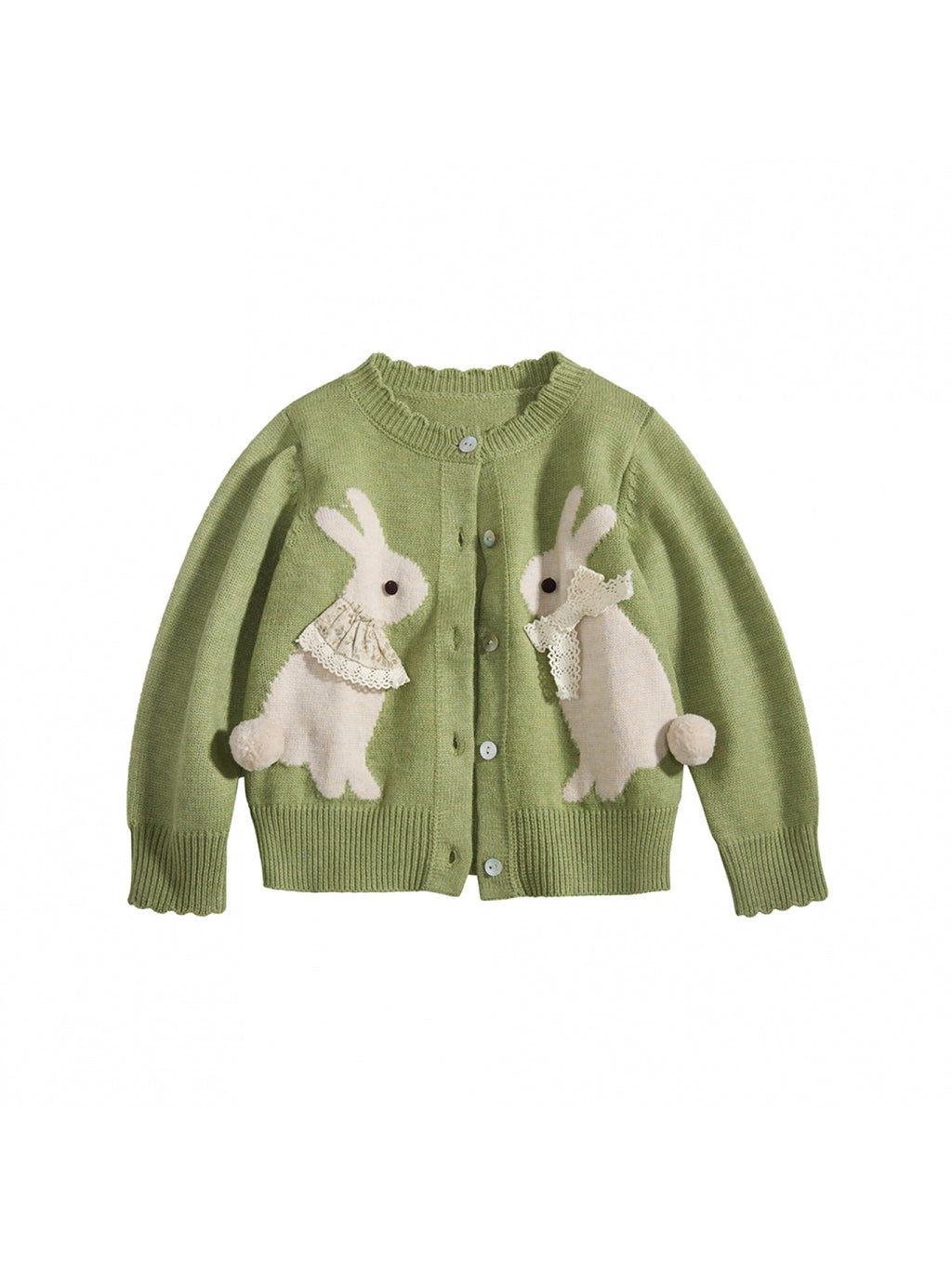 Green Knit Bunny Cardigan
