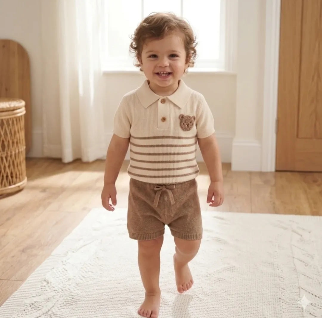 Knitted Bear Short Set