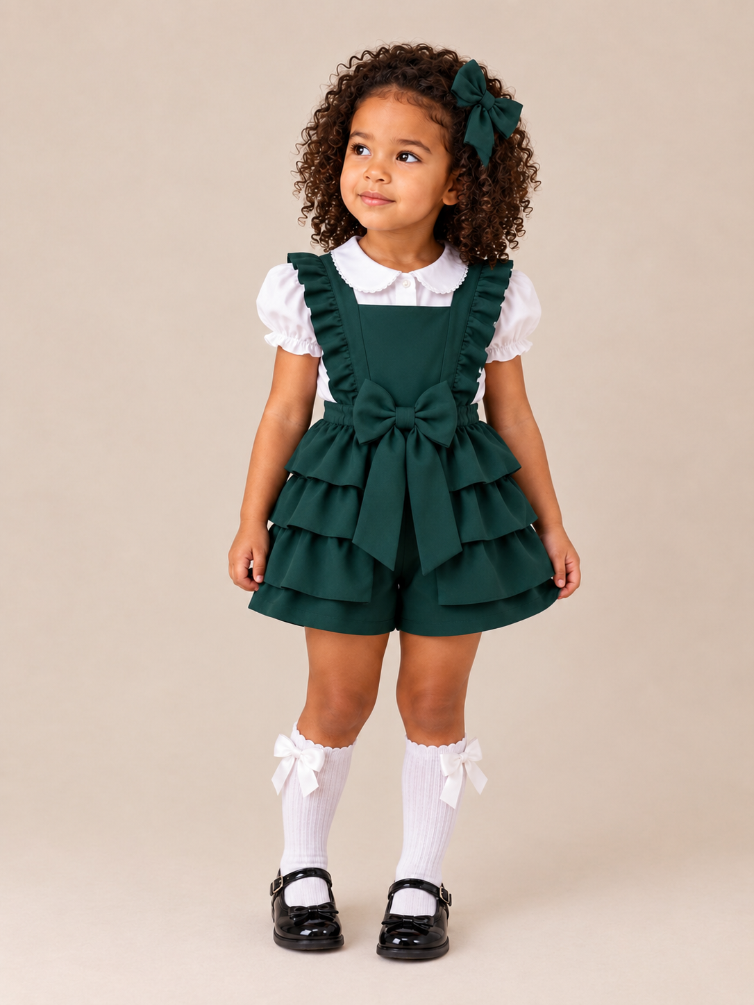 Girls Frill Bow Detail School Wear Playsuit