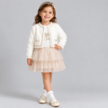 2pc Heart Sequins Layered Dress & Fur Jacket Set
