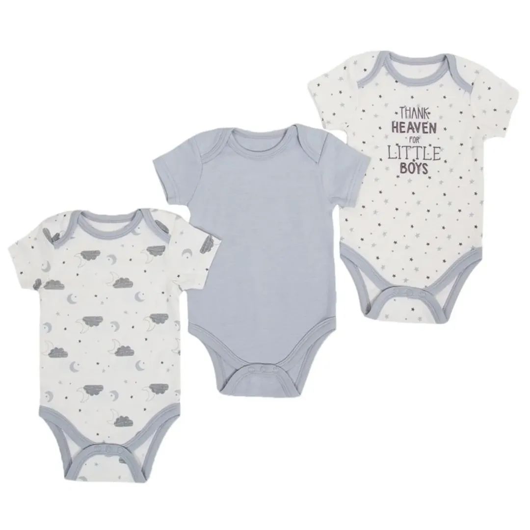 Thank Heaven For Little Boys Baby Vests 3 pack