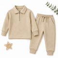 Beige Half Zip Sweatshirt Tracksuit