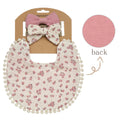 3pc Floral Bib & hair accessories - Raspberry Pink