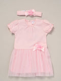 Rock-A-Bye Baby Boutique Pink Ribbon Detail Dress And Headband Outfit Set