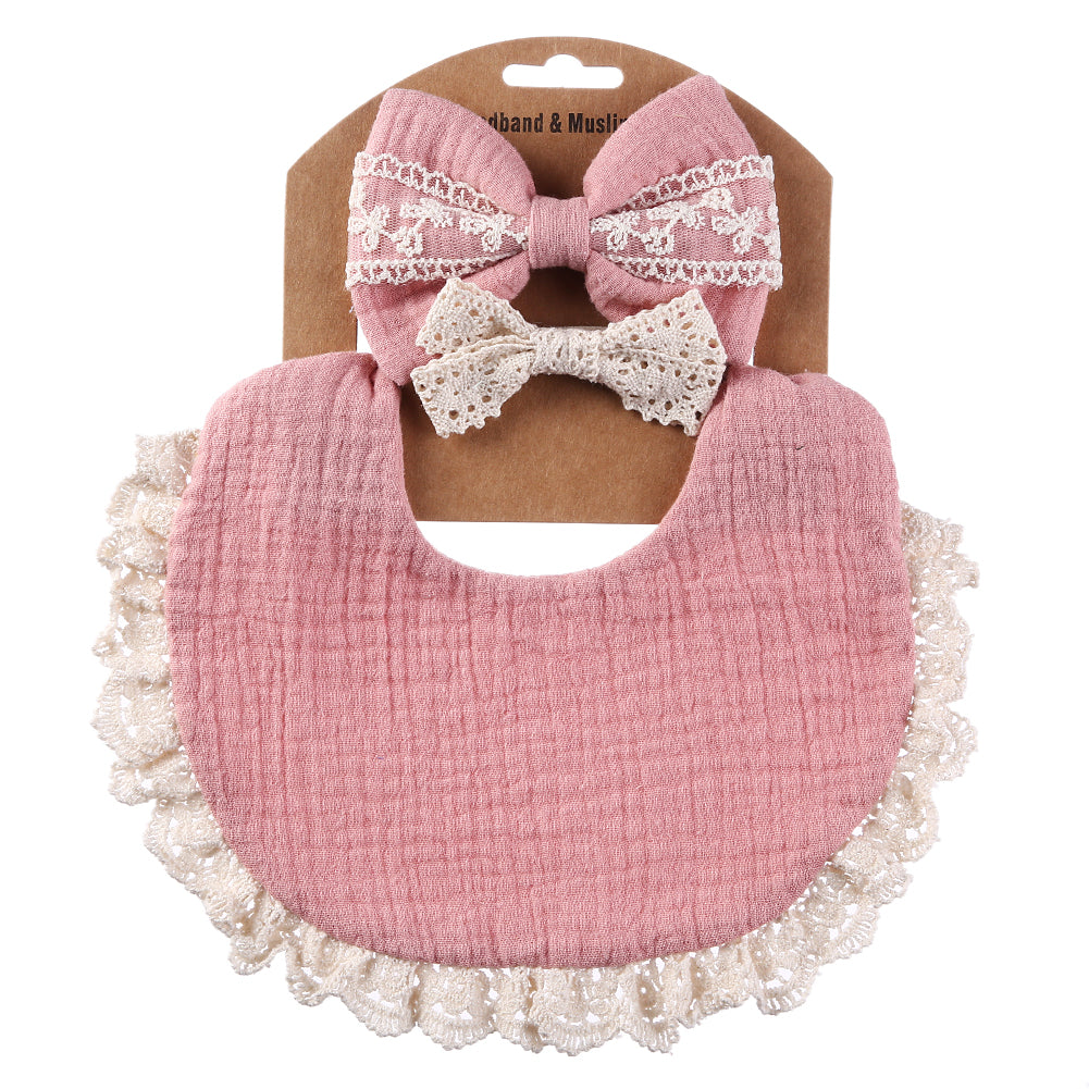3pc Muslin Bib & Headband Set