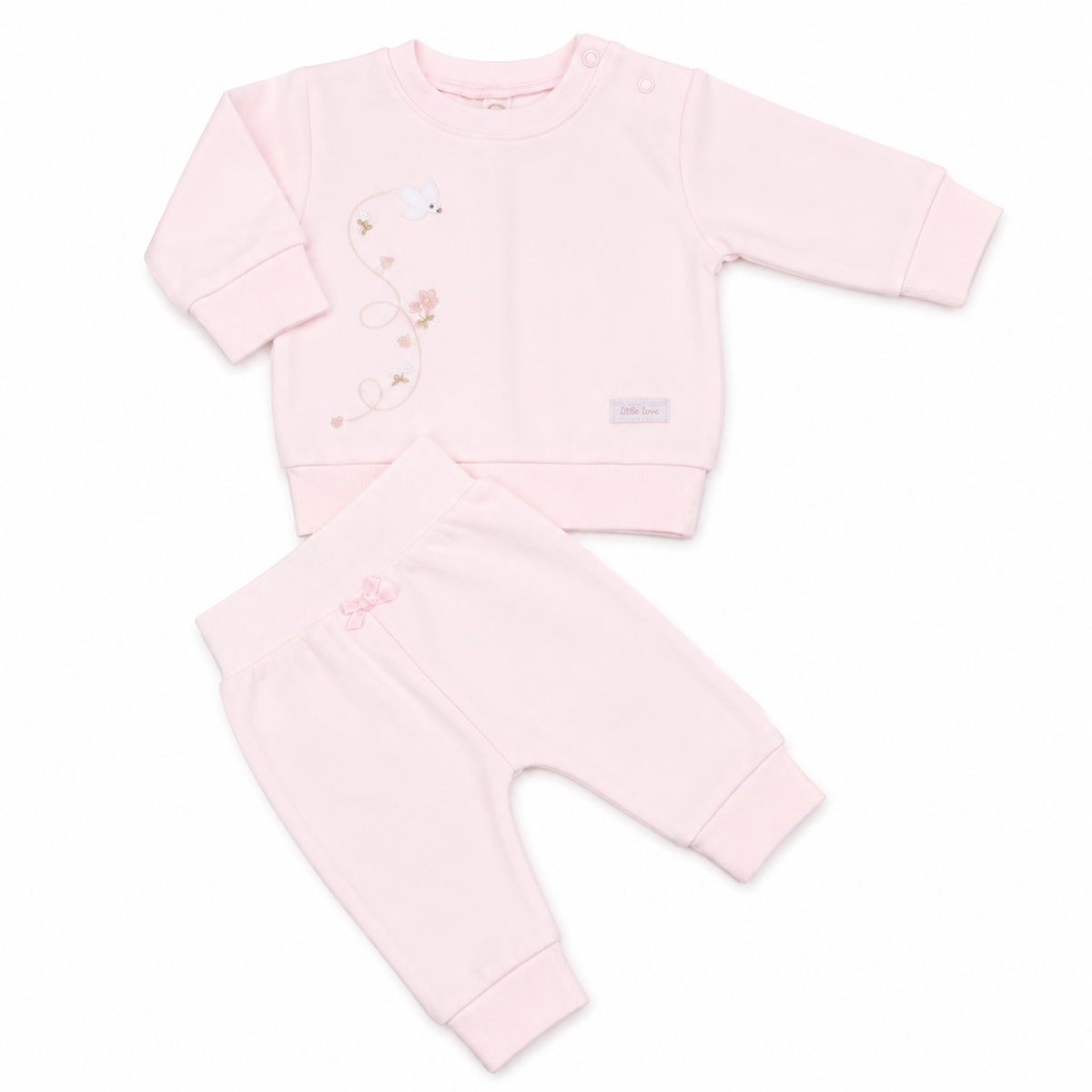 Baby Bird Embroidered Two-Piece Set