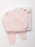Bonjour Bebe Bow Knit 4pc Layette Set - Baby Pink