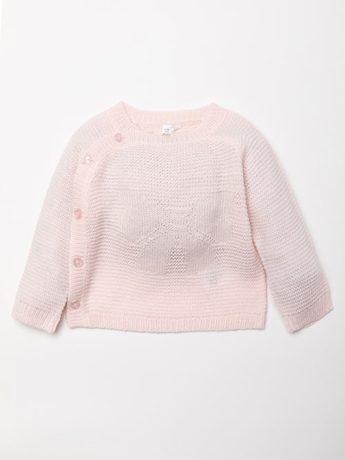 Bonjour Bebe Bow Knit 4pc Layette Set - Baby Pink