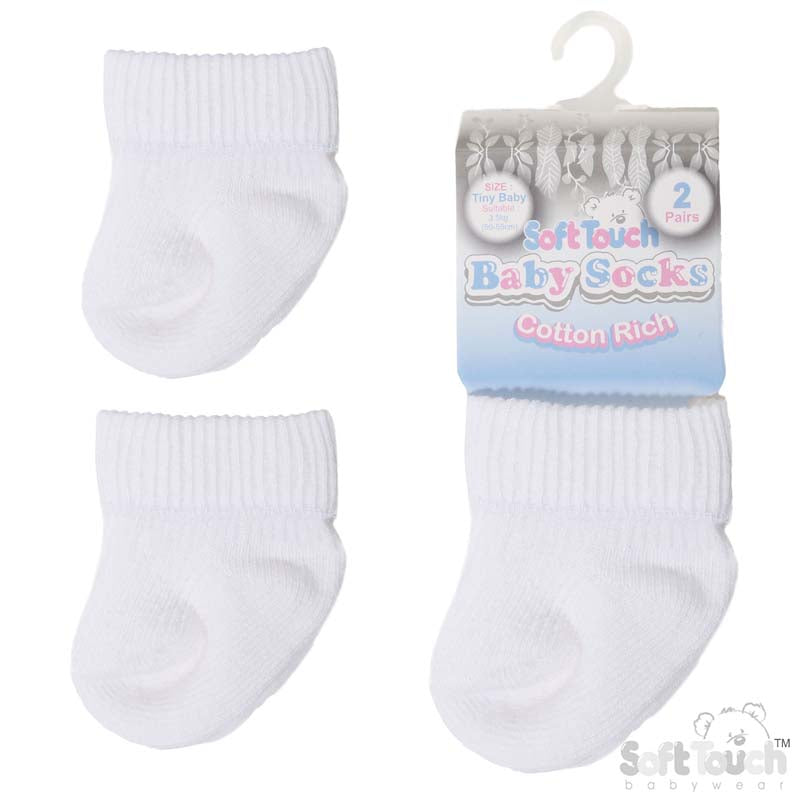 Soft Touch Premature Infant Socks - White