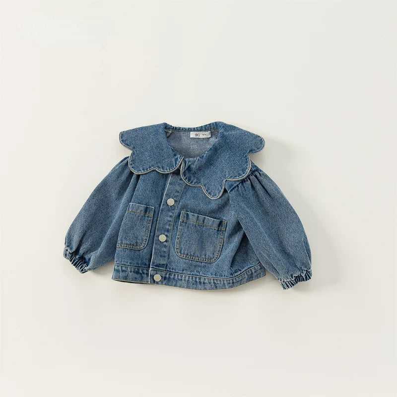 Korean Style Denim Jacket With Large Collar