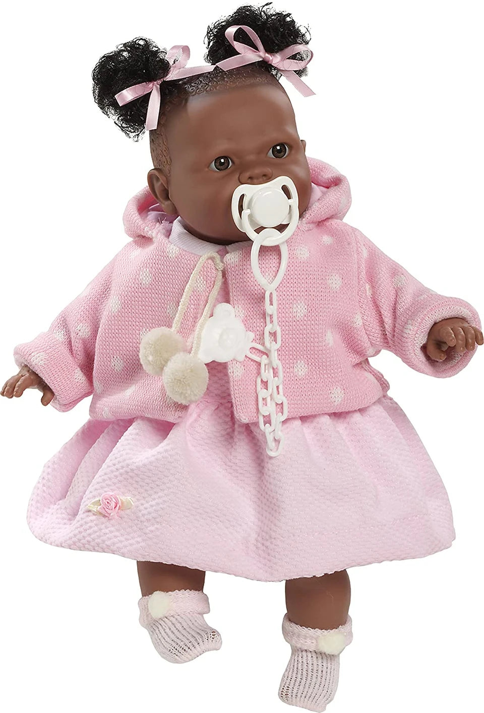 Berbesa Alicia Black Doll with Pink Dress