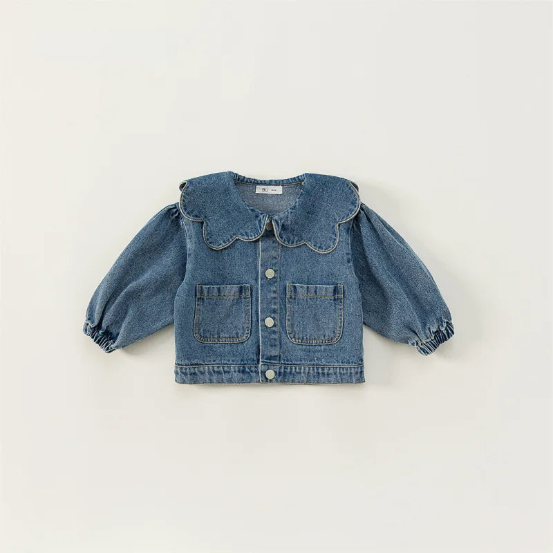 Korean Style Denim Jacket With Large Collar