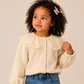 Tulle Collar Cardigan - Cream