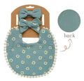 3pc Floral Bib & hair accessories - Blue