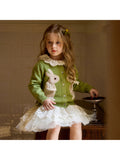 Green Knit Bunny Cardigan