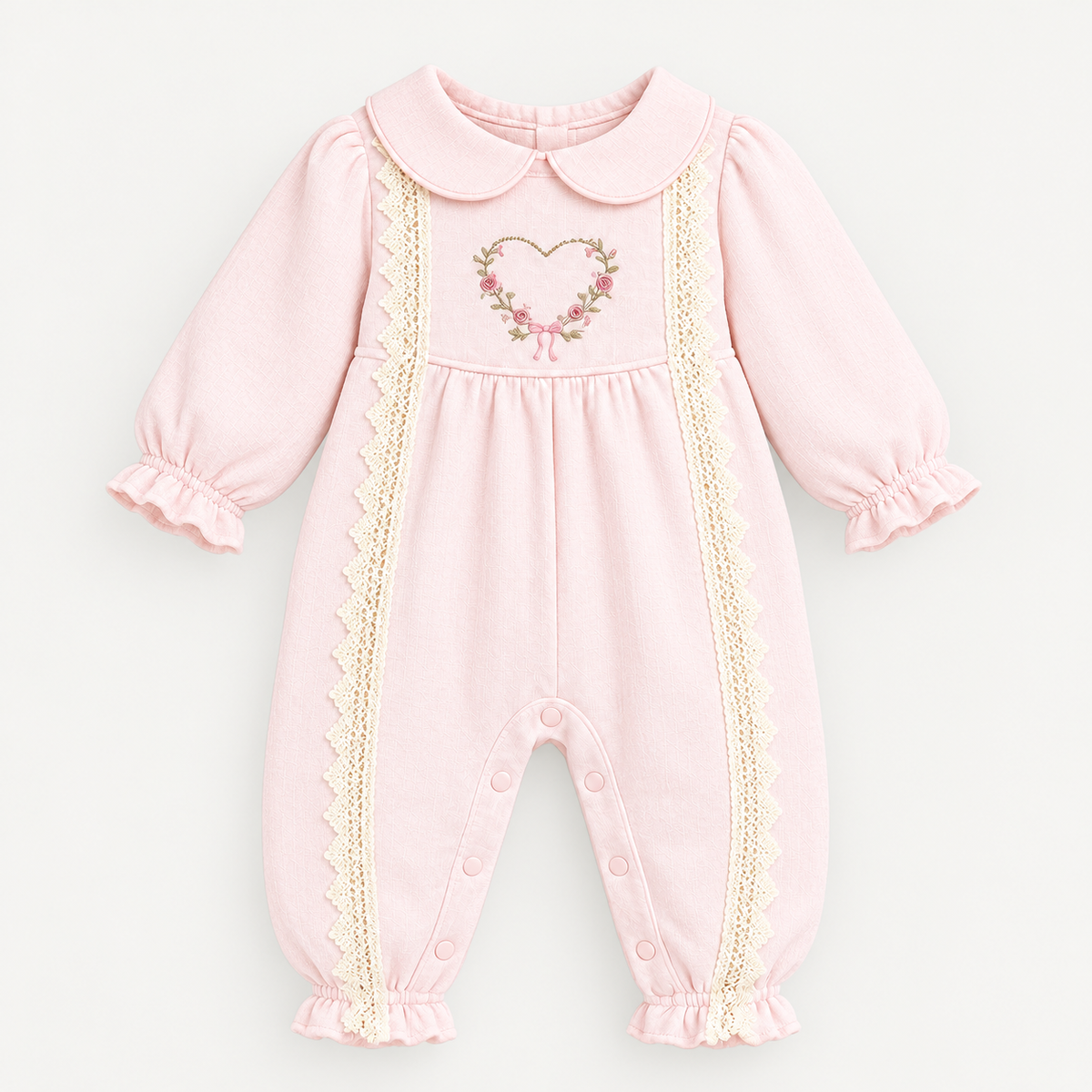 Baby Girls Spanish Floral Heart Lace Romper