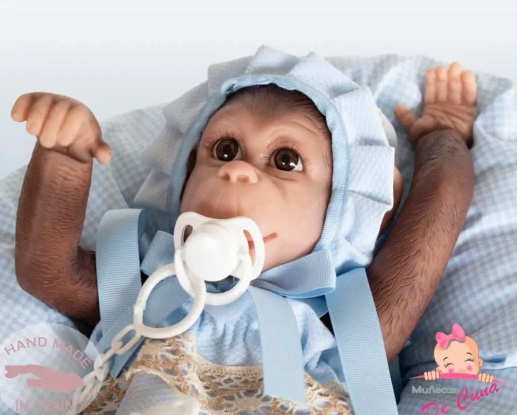Reborn Silicone Feel Monkey - Blue Romper