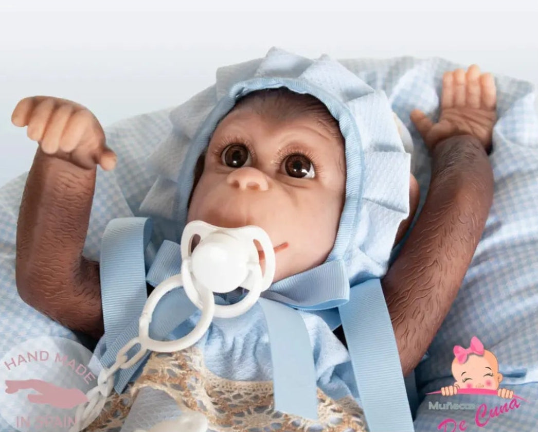 Reborn Silicone Feel Monkey - Blue Romper
