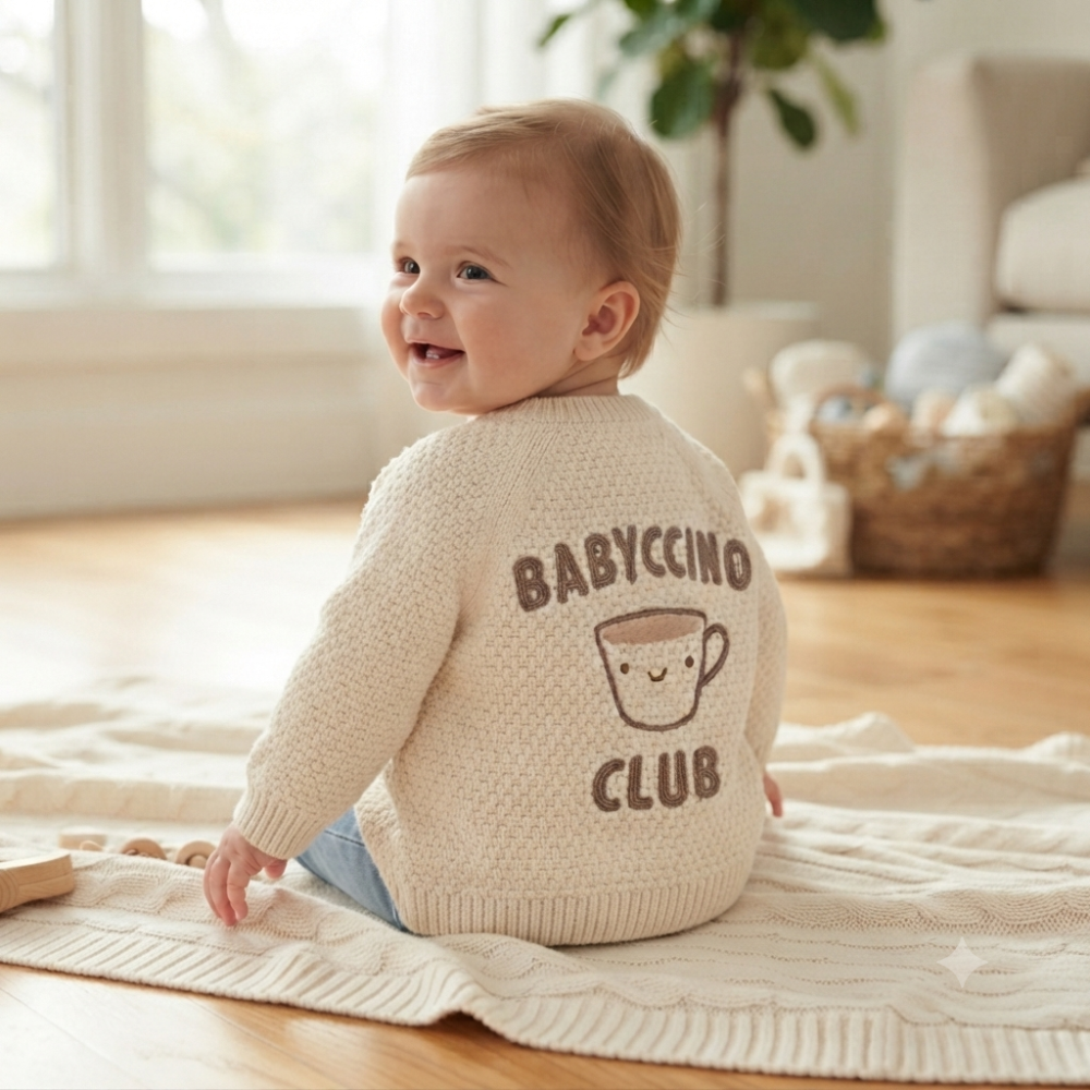 Babyccino Club Embroidered Baby Cardigan