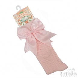 Knee High Bow Socks - Baby Pink