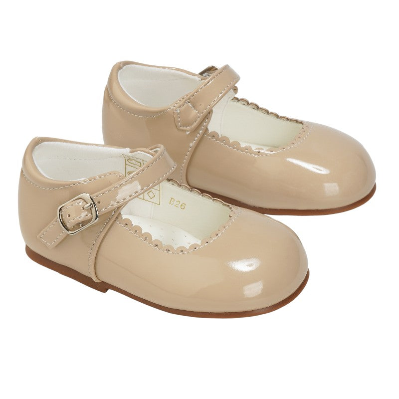 Tia London Scallop Patent Shoes - Beige 3-10 (Infant Sizes)
