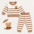 Baby Boys 2pc Teddy Stripe Knitted Top & Bottoms Set