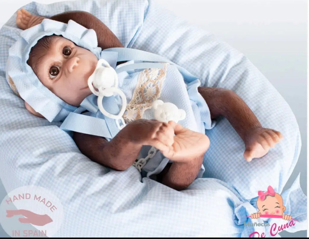 Reborn Silicone Feel Monkey - Blue Romper