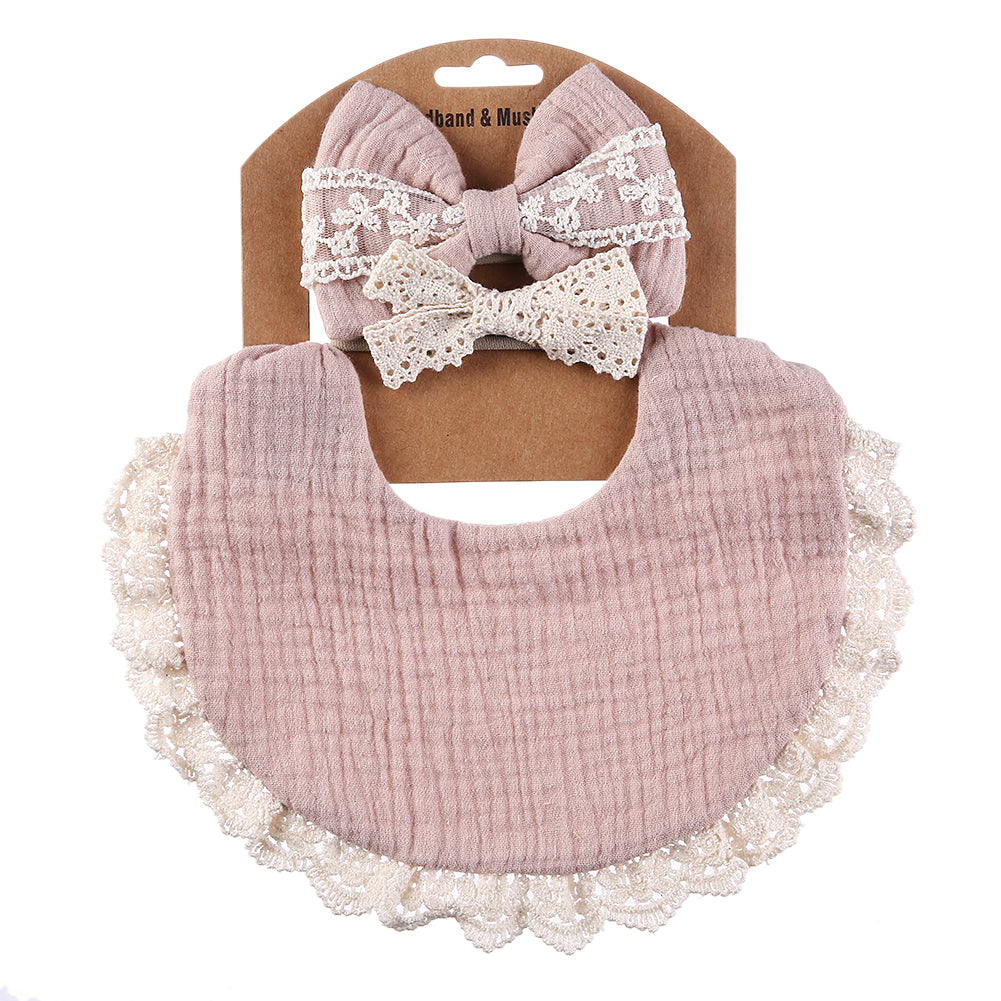 3pc Muslin Bib & Headband Set