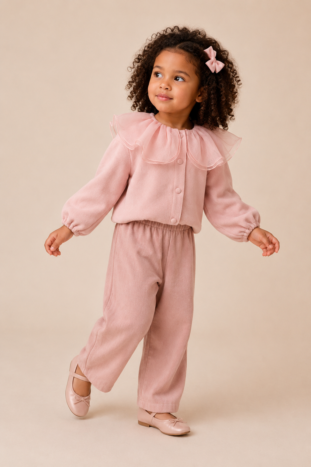 Tulle Collar Cardigan - Pink