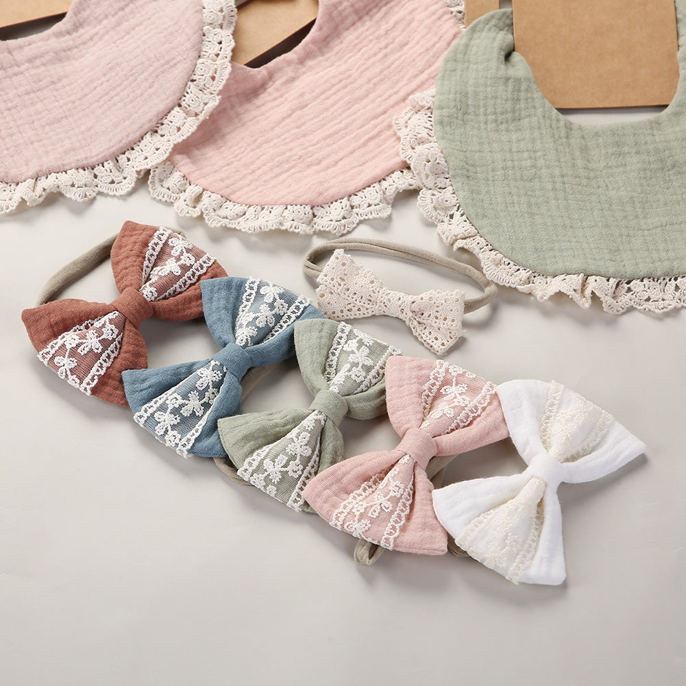 3pc Muslin Bib & Headband Set