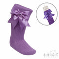 Knee High Bow Socks - Purple