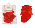 Satin Bow Scallop Socks 0-18M - Red