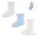 Trio Pique Ribbed Ankle Socks NB-12M - Blue