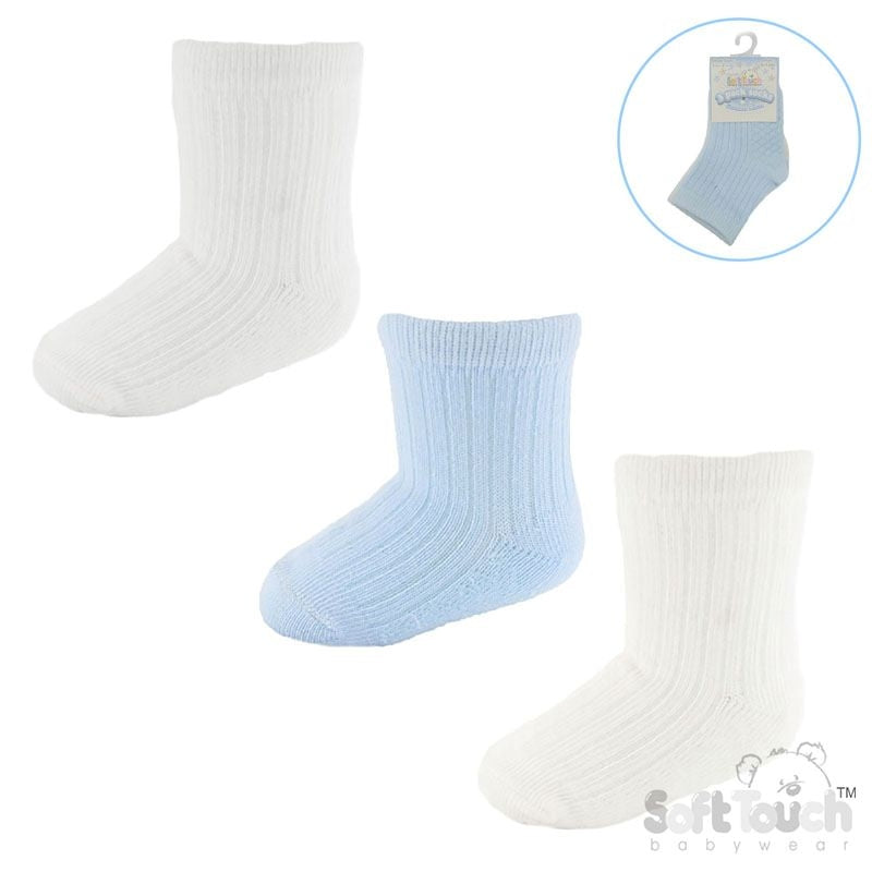 Trio Pique Ribbed Ankle Socks NB-12M - Blue