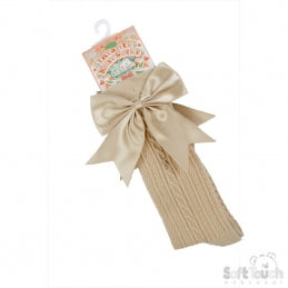 Knee High Bow Socks - Camel