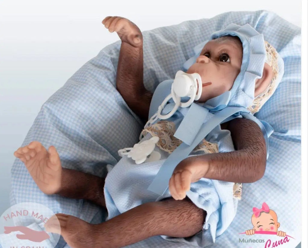 Reborn Silicone Feel Monkey - Blue Romper