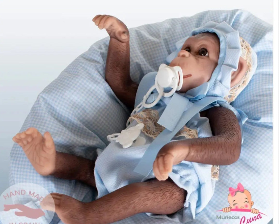 Reborn Silicone Feel Monkey - Blue Romper